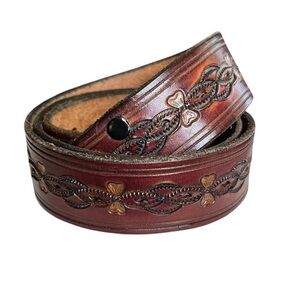Vintage Metamorphosis Western Style Belt Handcrafted Genuine Leather Tooled